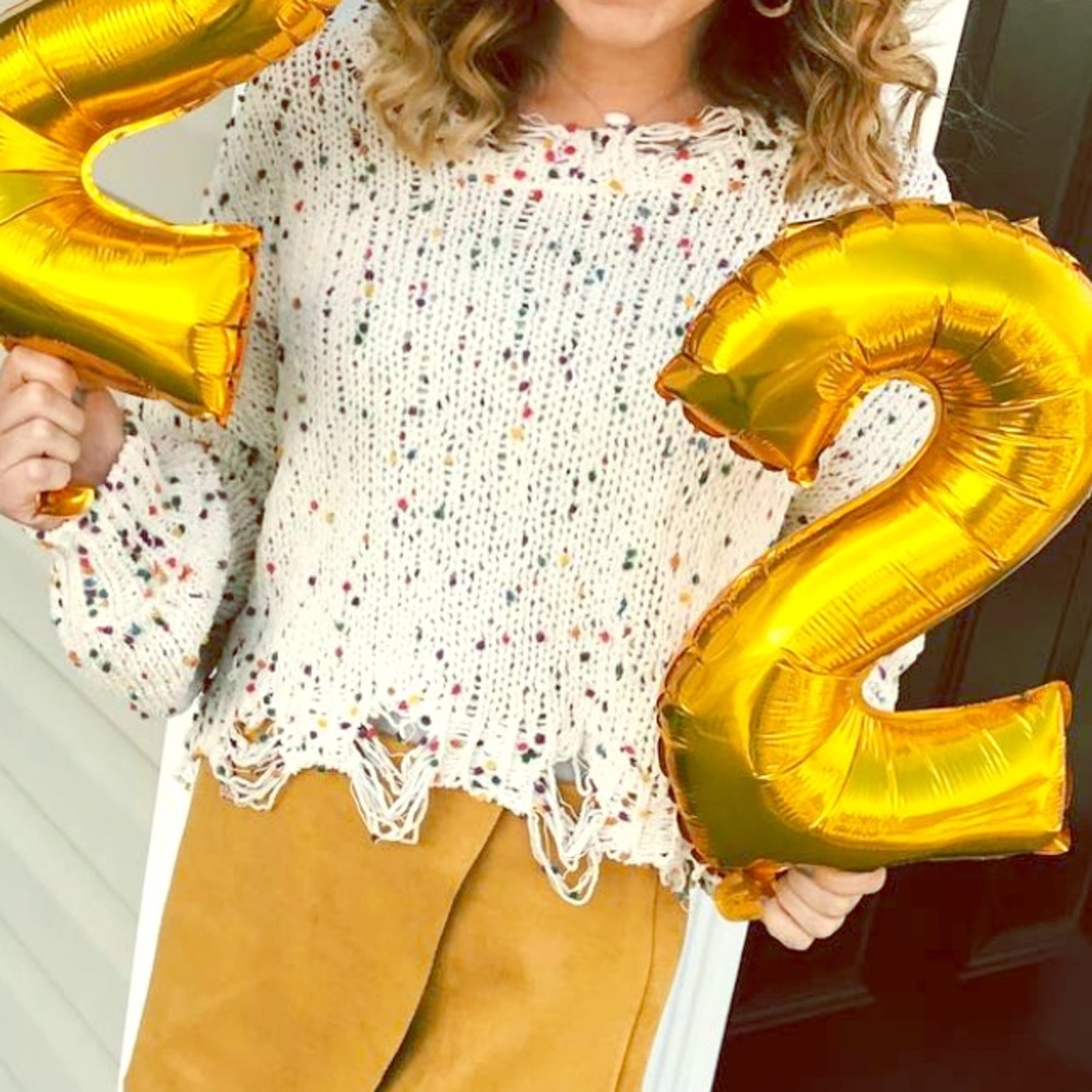 Distressed Confetti Sweater